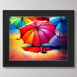 Drawing Colourful Open Umbrellas II Poster