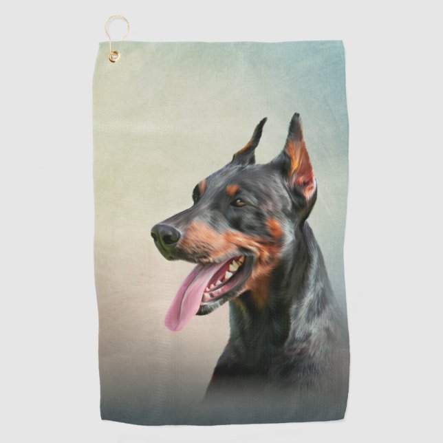 Drawing Doberman dog Golf Towel (Front)