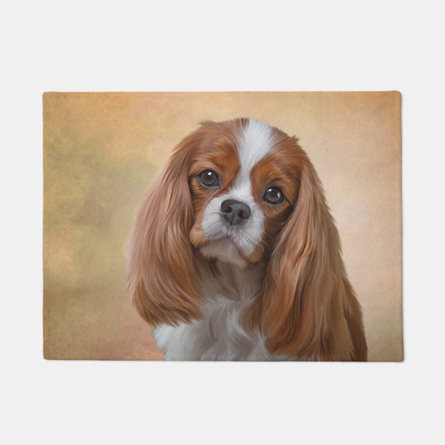Drawing Dog Cavalier King Charles Spaniel Doormat (Front)