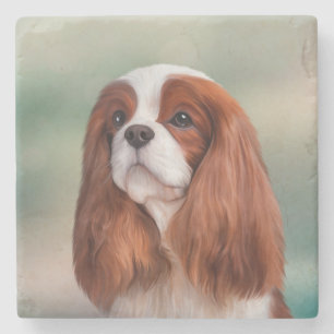 Drawing Dog Cavalier King Charles Spaniel Stone Coaster