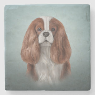 Drawing Dog Cavalier King Charles Spaniel Stone Coaster