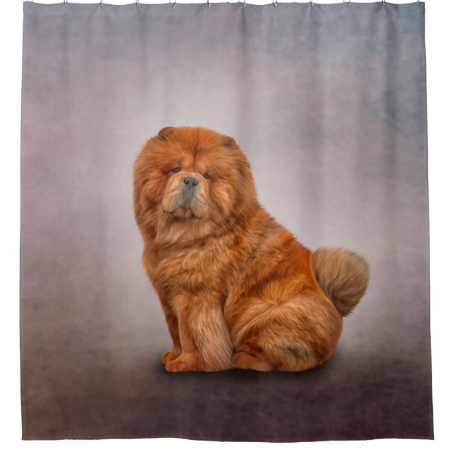 Drawing dog chow chow shower curtain (Front)