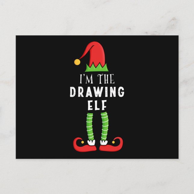 Drawing Elf Christmas Matching Family Gift Postcard (Front)