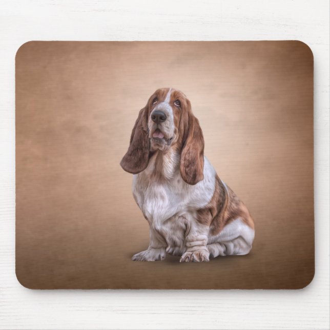 Drawing funny Basset Hound dog Mouse Pad (Front)