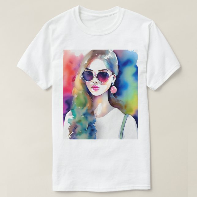 Drawing Girl Illustration, Fashion Girl, woman T-Shirt (Design Front)