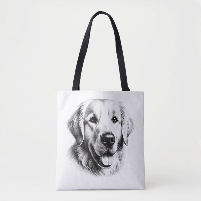 Drawing Golden Retriever Tote Bag (Front)