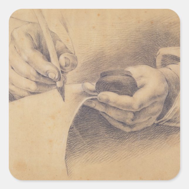 Drawing Hands, 1798 Square Sticker (Front)