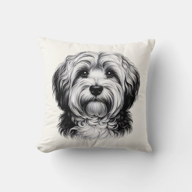 Drawing Havanese Dog Cushion (Front)
