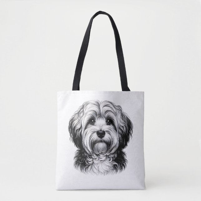 Drawing Havanese Dog Tote Bag (Front)
