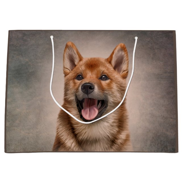 Drawing Japanese Shiba Inu dog Large Gift Bag (Front)