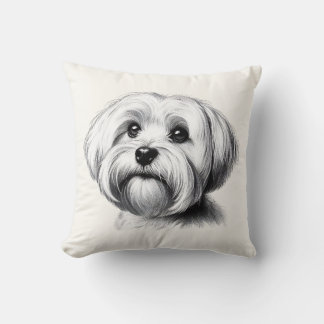 Drawing Maltese Dog Cushion