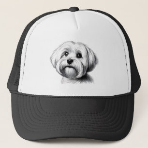 Drawing Maltese Dog Trucker Hat