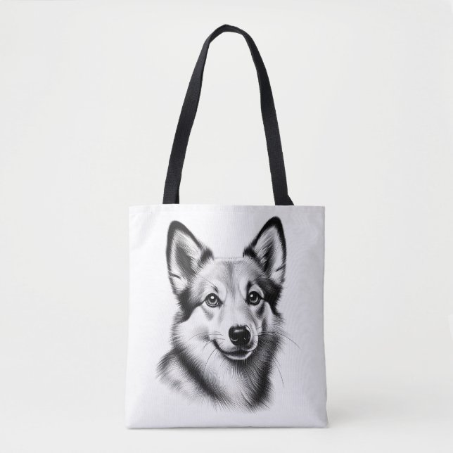 Drawing Norwegian Lundehund Tote Bag (Front)