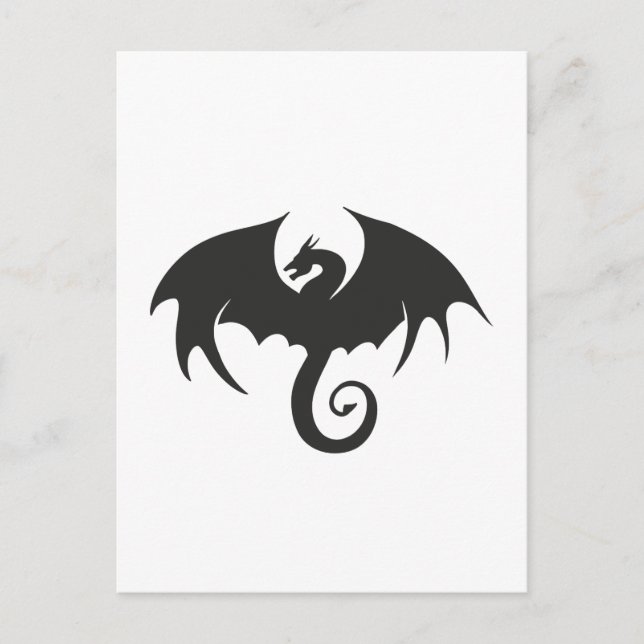 Drawing of a black dragon silhouette postcard (Front)