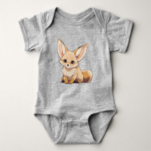 Drawing of a Fennec, Desert Fox, in Cartoon style Baby Bodysuit