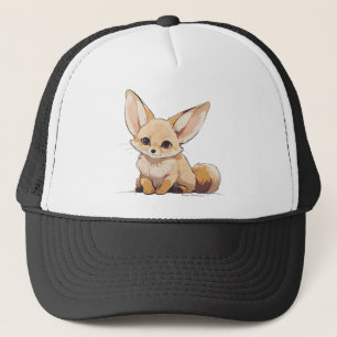 Drawing of a Fennec, Desert Fox, in Cartoon style Trucker Hat