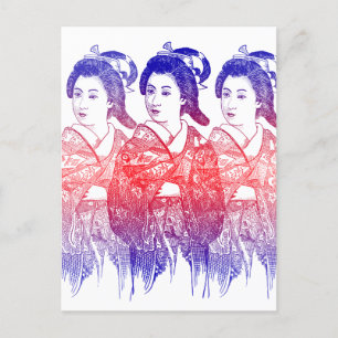 Drawing Of A Kimono Lady Postcard