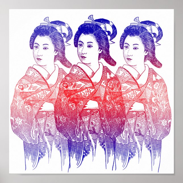 Drawing Of A Kimono Lady Poster (Front)
