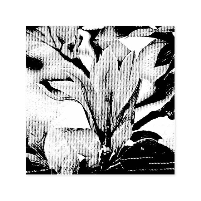 Drawing of a magnolia flower branch self-inking st stamp (Design)