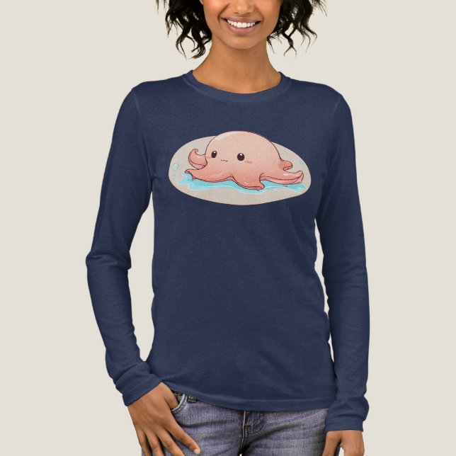 Drawing of a pink Baby Octopus Tri-Blend Shirt (Front)