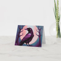 Drawing of a raven on grey blue background