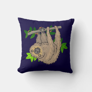 Drawing of a Sloth Hanging Upside Down Cushion