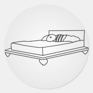 Drawing of bedroom furniture classic round sticker