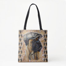 Drawing of Boxer Dog Animal Art on Tote Bag