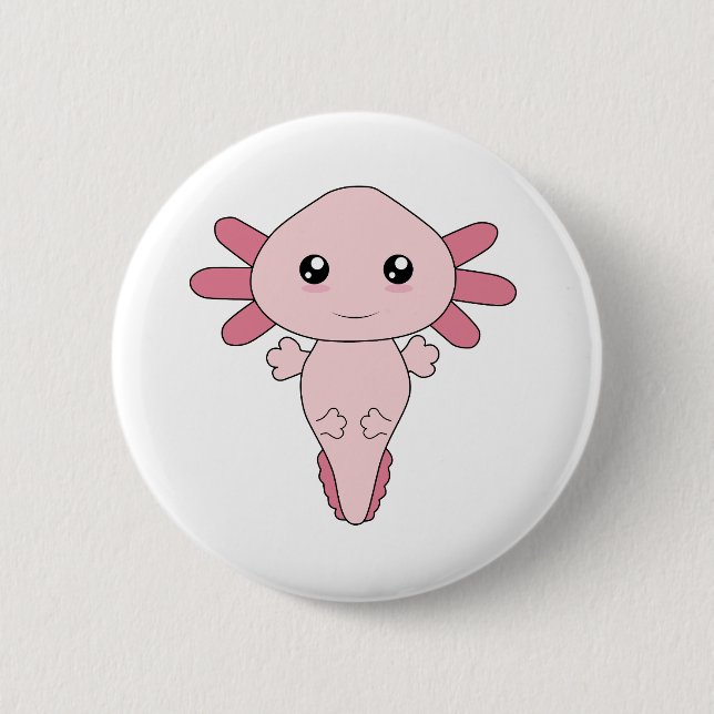 Drawing Of Cool Pink Axolotl 6 Cm Round Badge (Front)
