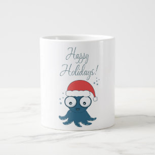 drawing of cute cartoon blue octopus large coffee mug