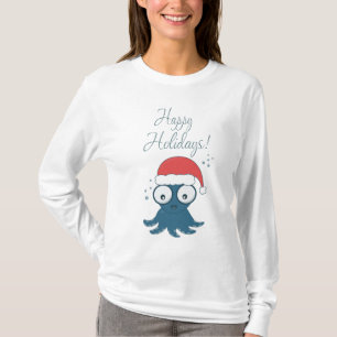 drawing of cute cartoon blue octopus   T-Shirt