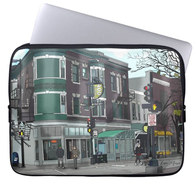 Drawing of Downtown Madison, Wisconsin Laptop Sleeve (Front)