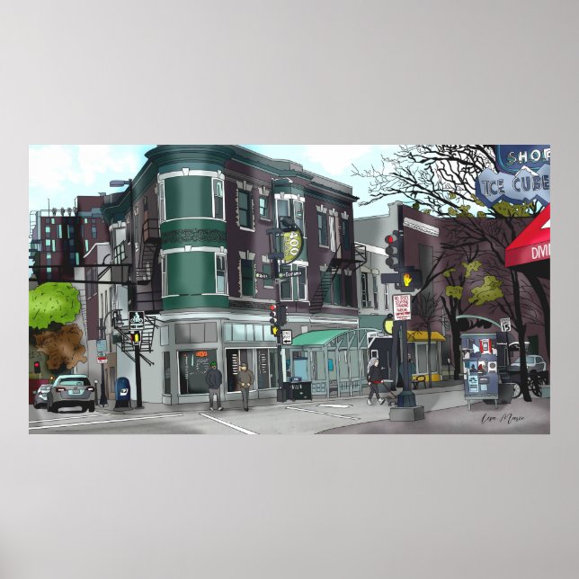 Drawing of Downtown Madison, Wisconsin Poster (Front)