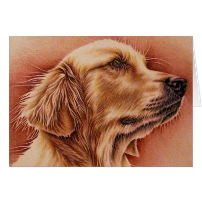 Drawing of Golden Retriever on Card (Front Horizontal)