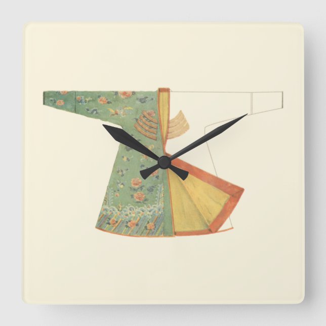 Drawing of Half-Finished Kimono Square Wall Clock (Front)