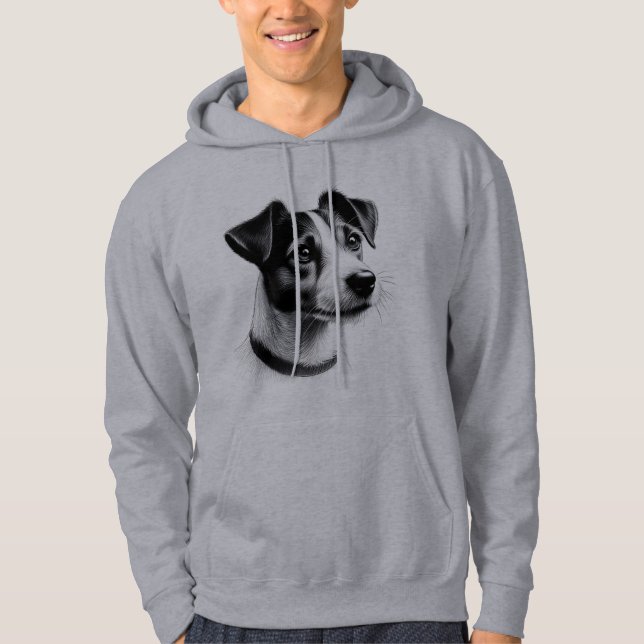 Drawing of Jack Russell Terrier Hoodie (Front)