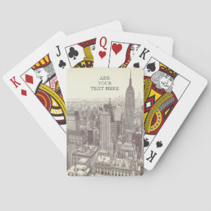 Drawing of New York City Landscape Custom Playing Cards