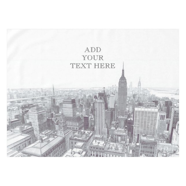 Drawing of New York City Landscape Custom Tablecloth (Front (Horizontal))