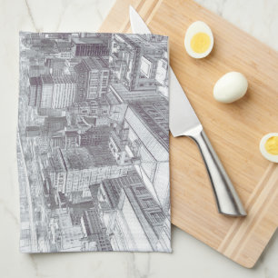 Drawing of New York City Landscape Custom Tea Towel