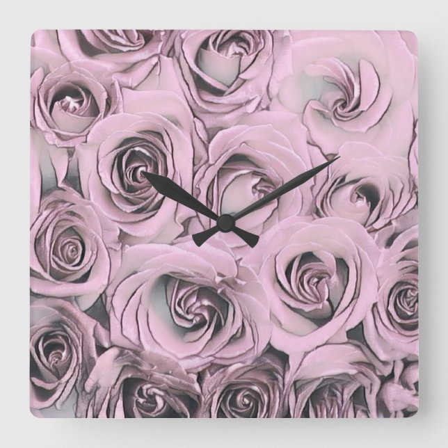 Drawing of pink roses Acrylic Wall Clock (Front)