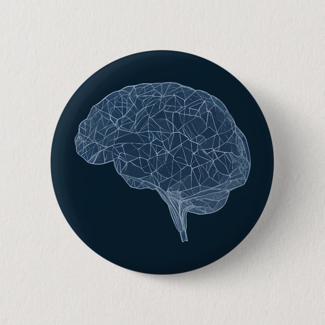 Drawing of Polygonal Brain - Neural Network 6 Cm Round Badge (Front)