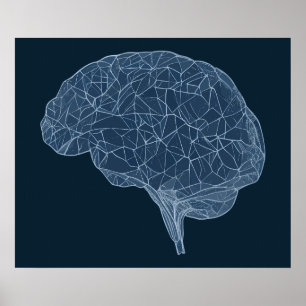 Drawing of Polygonal Brain - Neural Network Poster