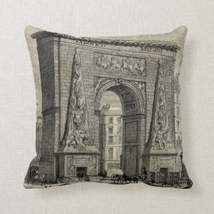 Drawing of Porte Saint-Denis Monument Cushion
