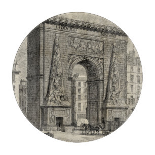 Drawing of Porte Saint-Denis Monument Cutting Board