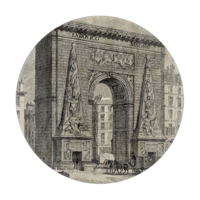 Drawing of Porte Saint-Denis Monument Cutting Board (Front)