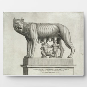 Drawing of the Etruscan bronze of the she-wolf suc Plaque