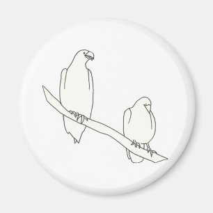 Drawing of Two Eagles on a Branch Magnets