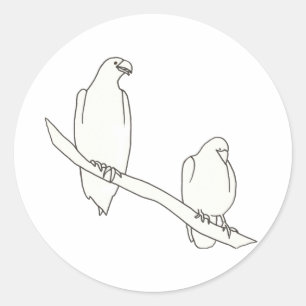 Drawing of Two Eagles on a Branch Stickers
