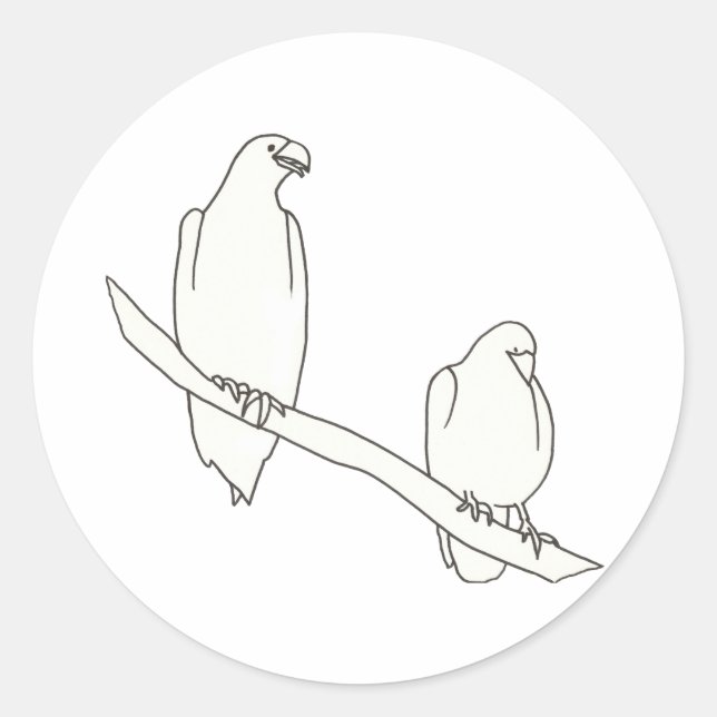 Drawing of Two Eagles on a Branch Stickers (Front)