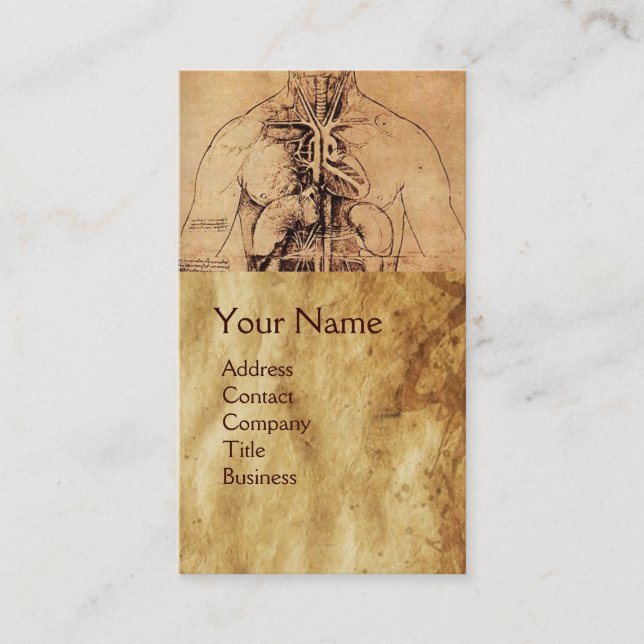 Drawing of Woman’s Torso Antique Brown Parchment Business Card (Front)